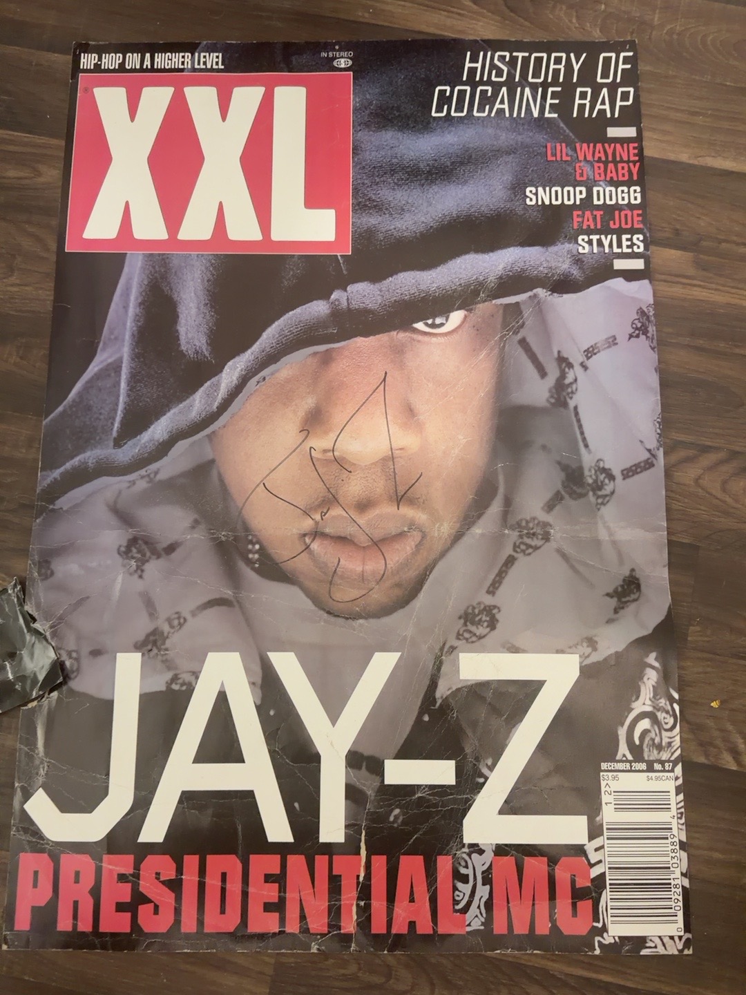 Large Jay-Z XXL Presidential MC poster personally signed by Jay-Z