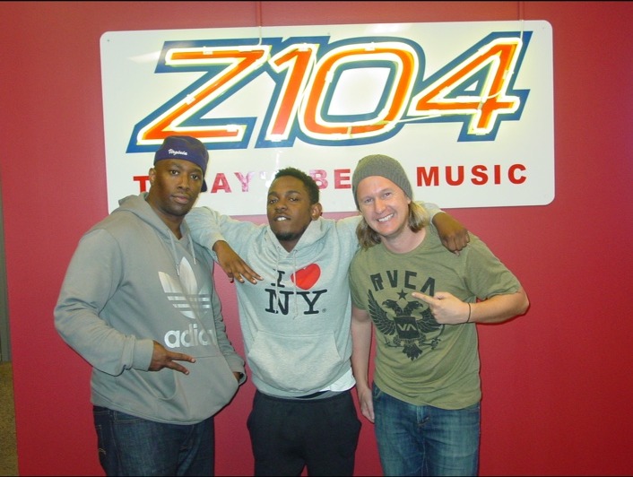 Bink, Kendrick Lamar and Brandon Shaggy Stokes at the radio station before Kendrick's September 7, 2012 concert at The NorVa
