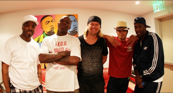 Teddy Riley, Nottz, Brandon Shaggy Stokes, Chad Hugo and Bink together at Thomas Crown Studios in 2011