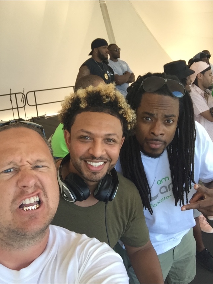 Brandon Shaggy Stokes, DJ Babey Drew and Richard Sherman at the Kam Cares Spring Jam