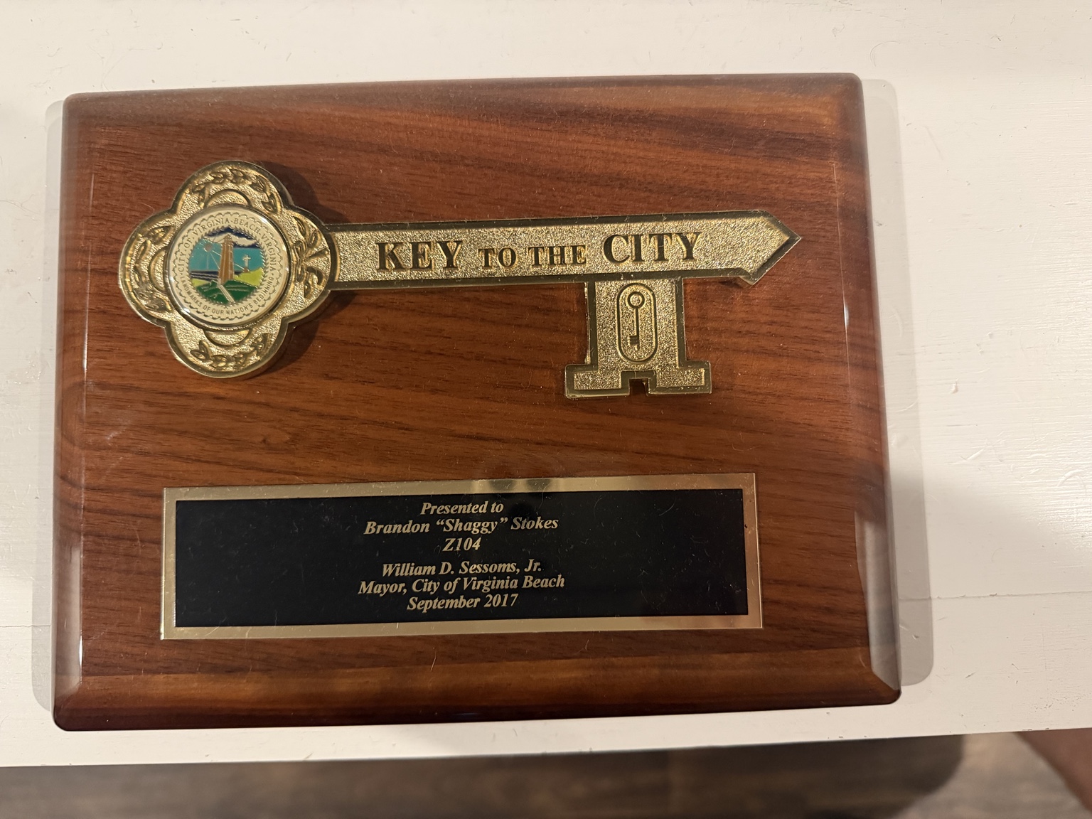 Key to the City: Presented by the mayor of Virginia Beach