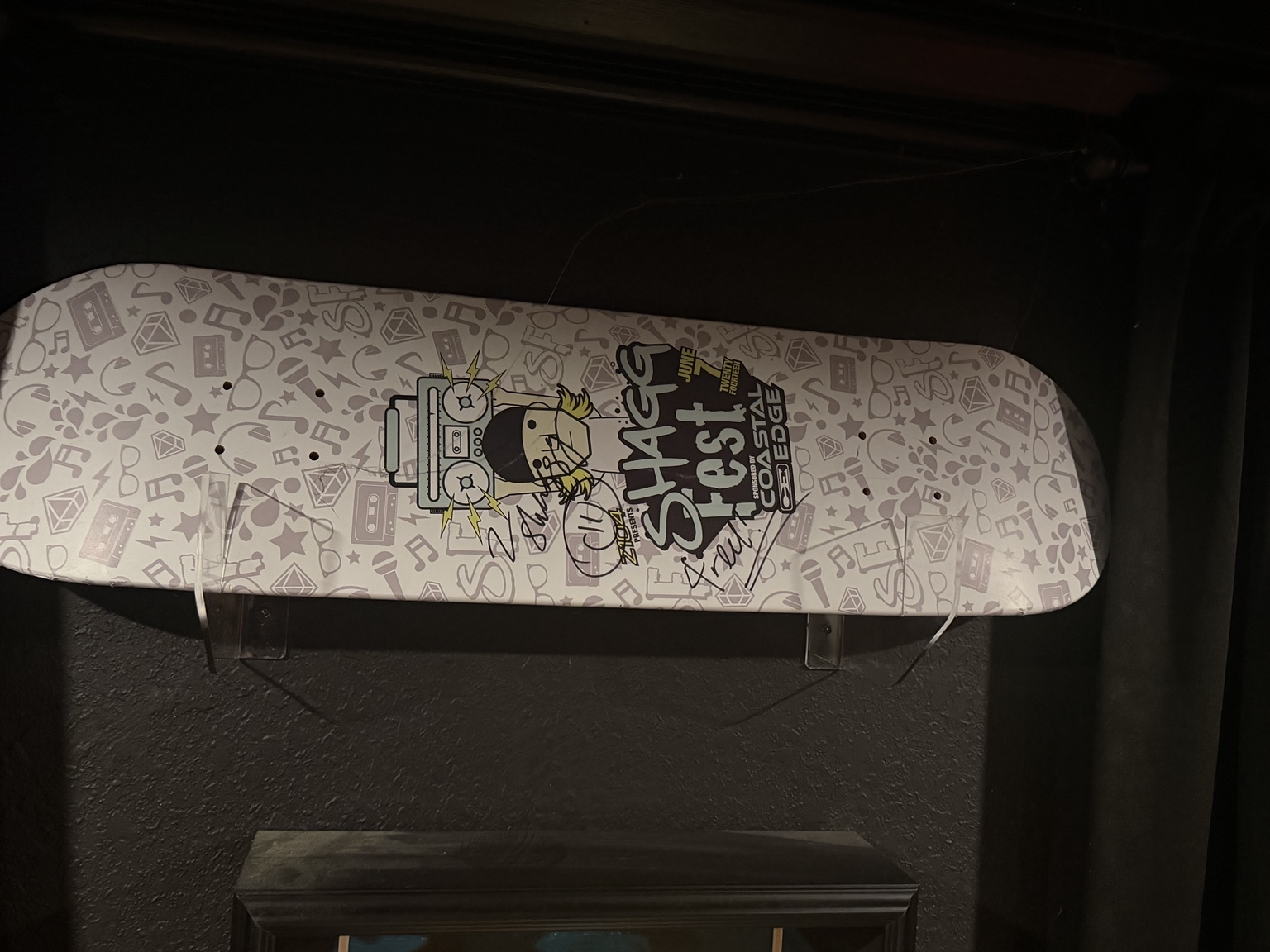 Signed Shaggfest skate deck: A one-of-a-kind piece from the festival archive